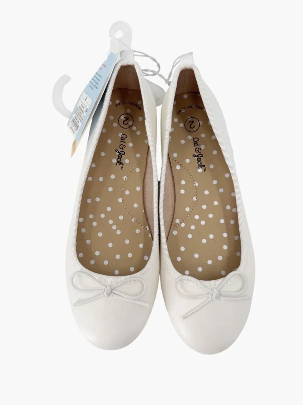 NEW Cat & Jack Kids' Diana Slip-On Ballet Flats - White - Size 2